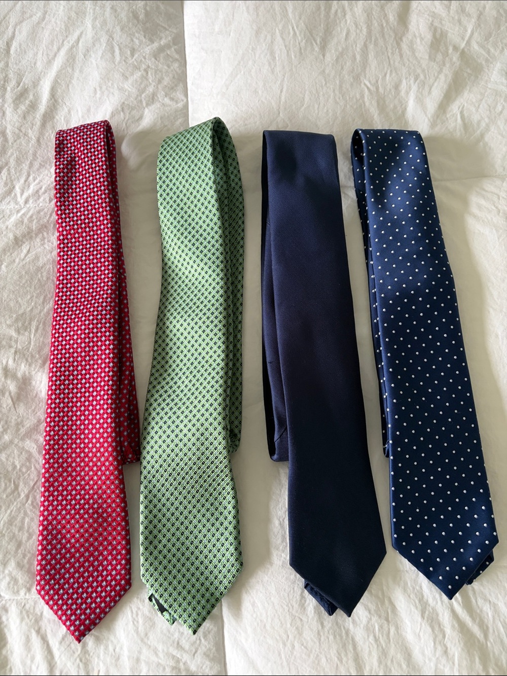 Club Room Four-Tie Set — Red, Green, Navy, Navy Polka Dot